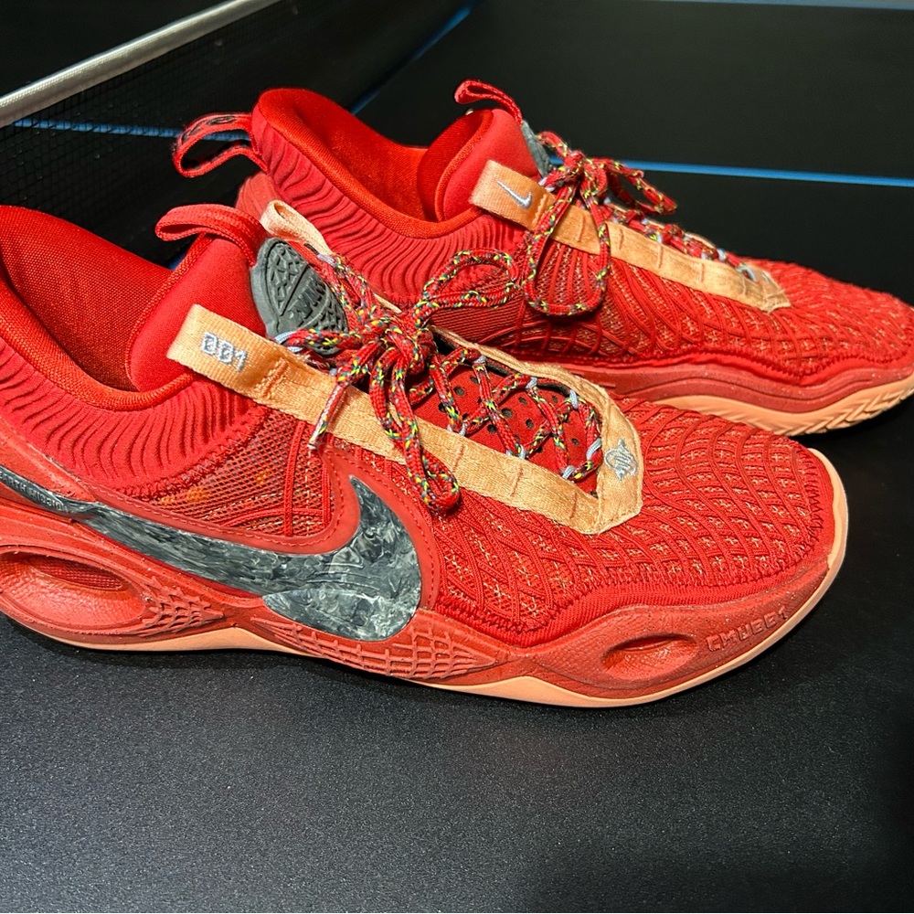 Red/salmon Nike shoe. 10.5. Worn for only three weeks. Great condition.